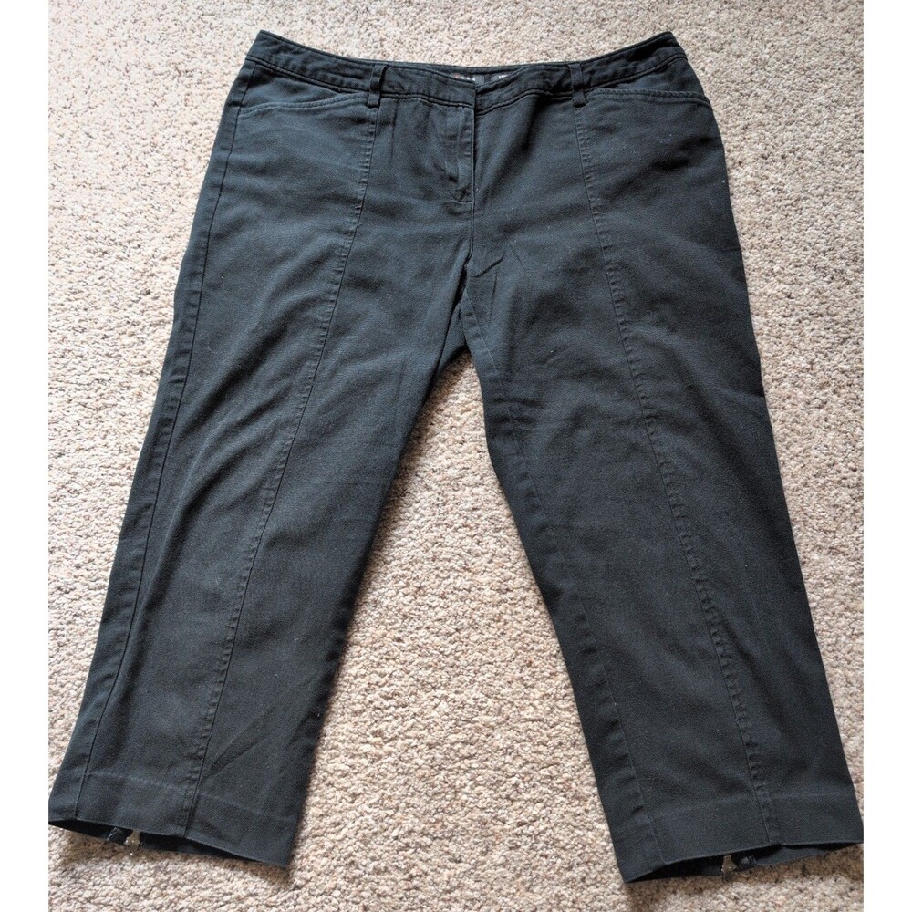 AXCESS Women's Dk Black Mid Rise Zipper Leg Stretch Urban Fit Capris Sz 14